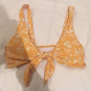 Yellow Floral Tie Bikini Top